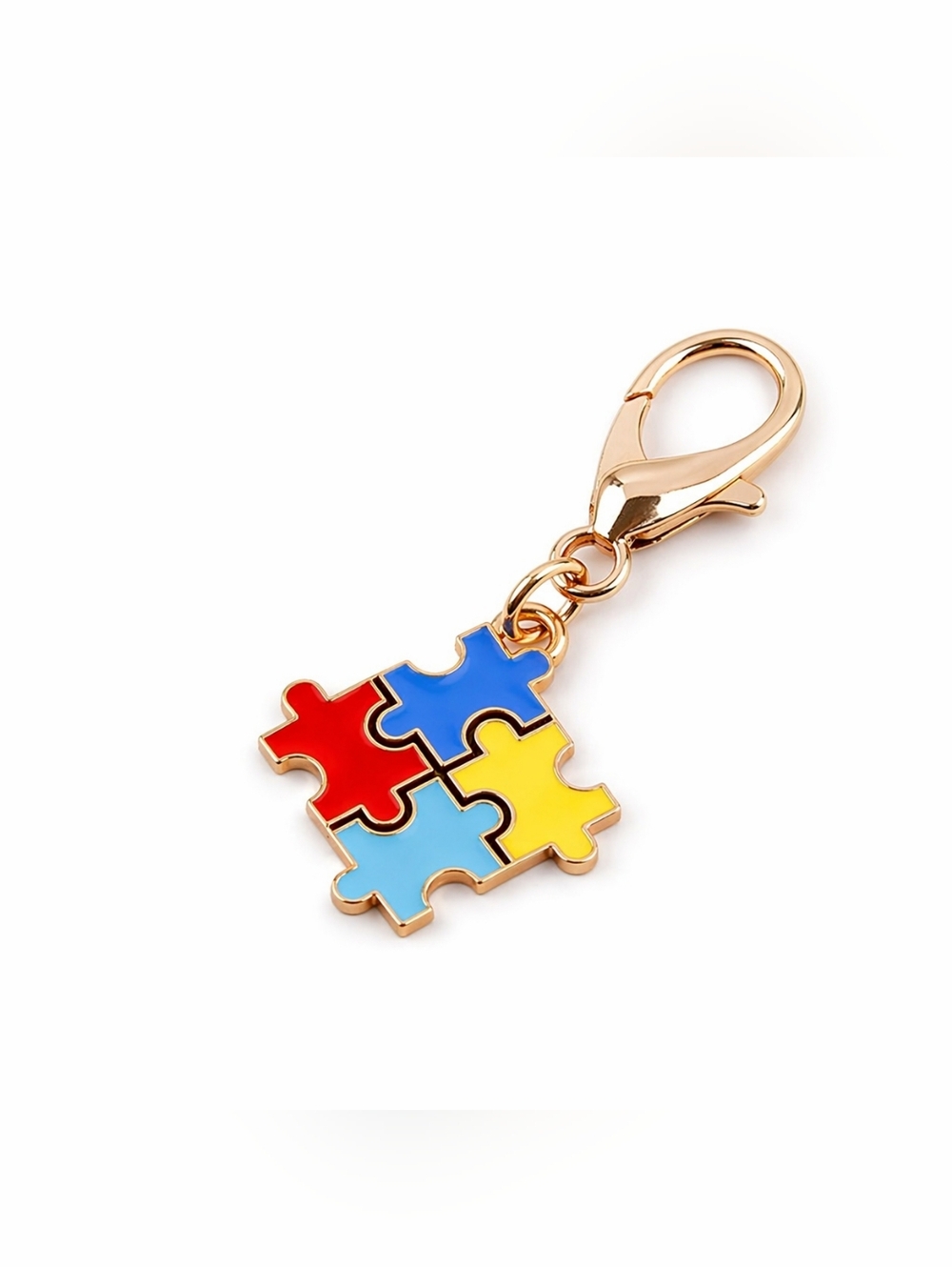 Autism Puzzle Piece Bag Charm Keychain NWOT - Picture 3 of 3